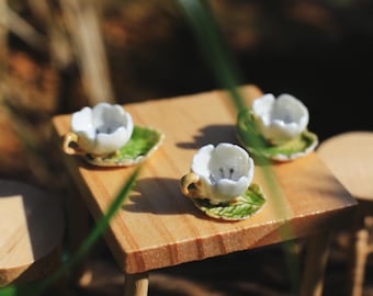 Ensemble de tasses et soucoupes miniatures Spring Tea / Porcelaine