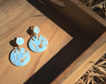 Lapis Straw / Porcelain Earrings