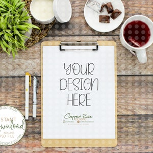 Clipboard Flat Lay - Desk Mockup - Clipboard Mockup - Letter Size Mockup