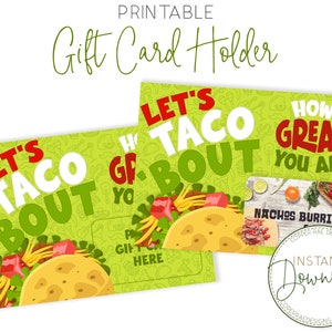 Lets Taco Bout How Great You Are Gift Card Holder, Teacher Appreciation, Nurse Appreciation, Employee Appreciation