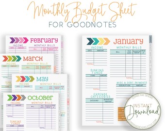 Goodnotes Budget Tracker, Budgetplanner, Financiële Planner, Goodnotes-sjabloon, Snelle budget