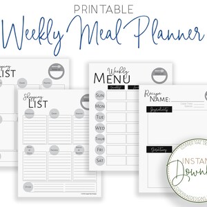 Printable Meal Planner and Shopping List - Etsy