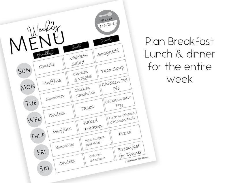 Printable Meal Planner and Shopping List - Etsy