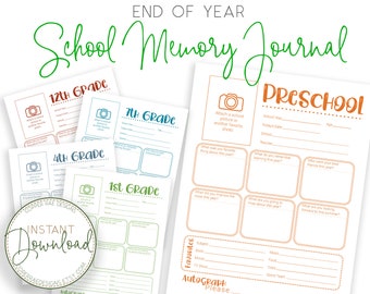 Schul-Erinnerungs-Buch - Kid's Memory Journal - Kid's School Year Memories - Keepsake Journal - Jährliches Tagebuch