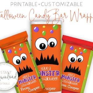 Emballage personnalisable de barre de chocolat d&#39;Halloween, emballage de barre de chocolat d&#39;enfants d&#39;Halloween, festins d&#39;Halloween d&#39;école