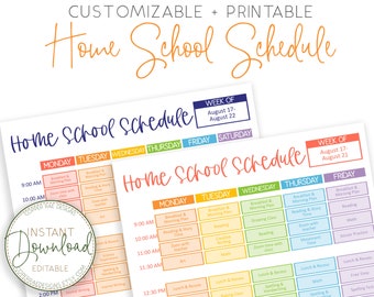Horario de la escuela en el hogar - Horario escolar personalizable - Planificador de la escuela en el hogar