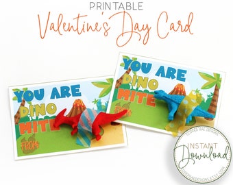 Druckbare Valentinstagskarten, Dinosaurier-Valentinstag, Schul-Valentinstag, Kinder-Valentinsgruß für die Schule, Du bist Dino Mite