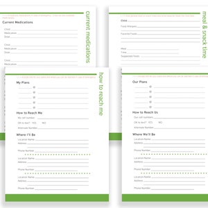 May include: A printable checklist for planning a trip with children. The checklist includes sections for current medications, how to reach the person, and meal and snack time.