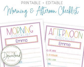 Morgen- und Nachmittags-Checkliste - Morgen-Checkliste - Nachmittags-Checkliste - Chore-Liste