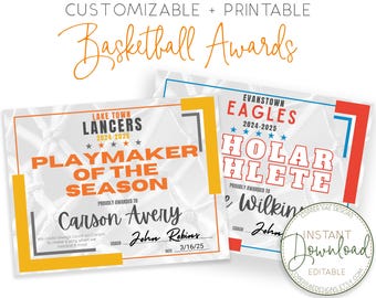 Basketball Award Urkunde Bearbeitbarer Basketball Award Bedruckbares Saisonende Basketball Canva Basketball Team Party Druckbare Vorlage