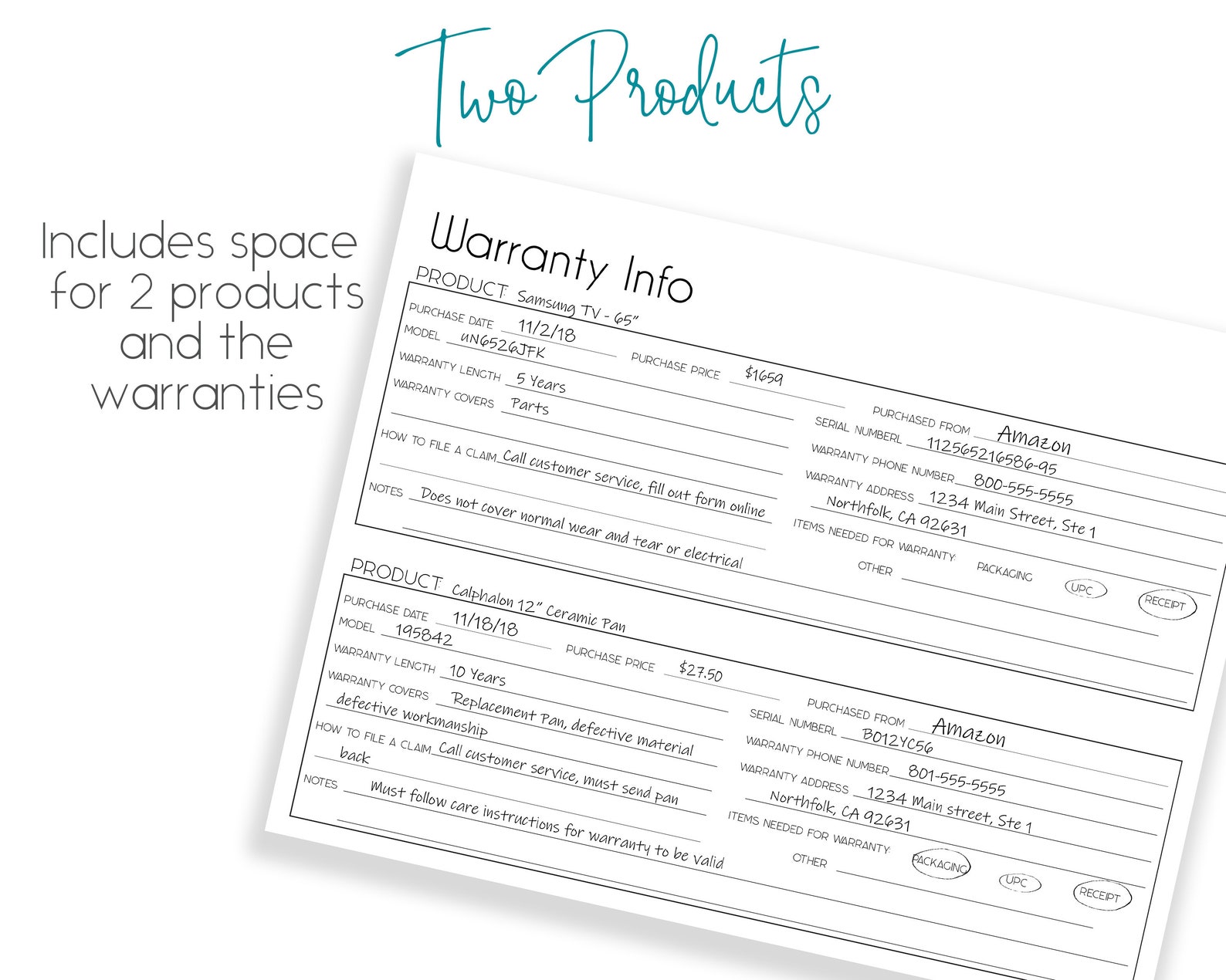 Printable Warranty Tracker Household Organizer Warranty Log Etsy