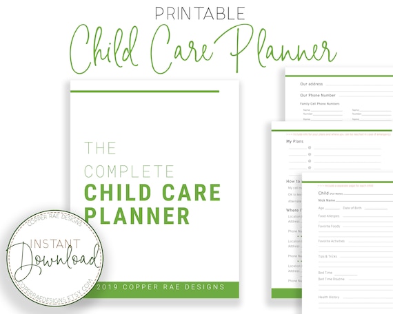 Printable Child Care Planner, Babysitter Planner, Mom Planner, Family Planner, Pet Care Planner