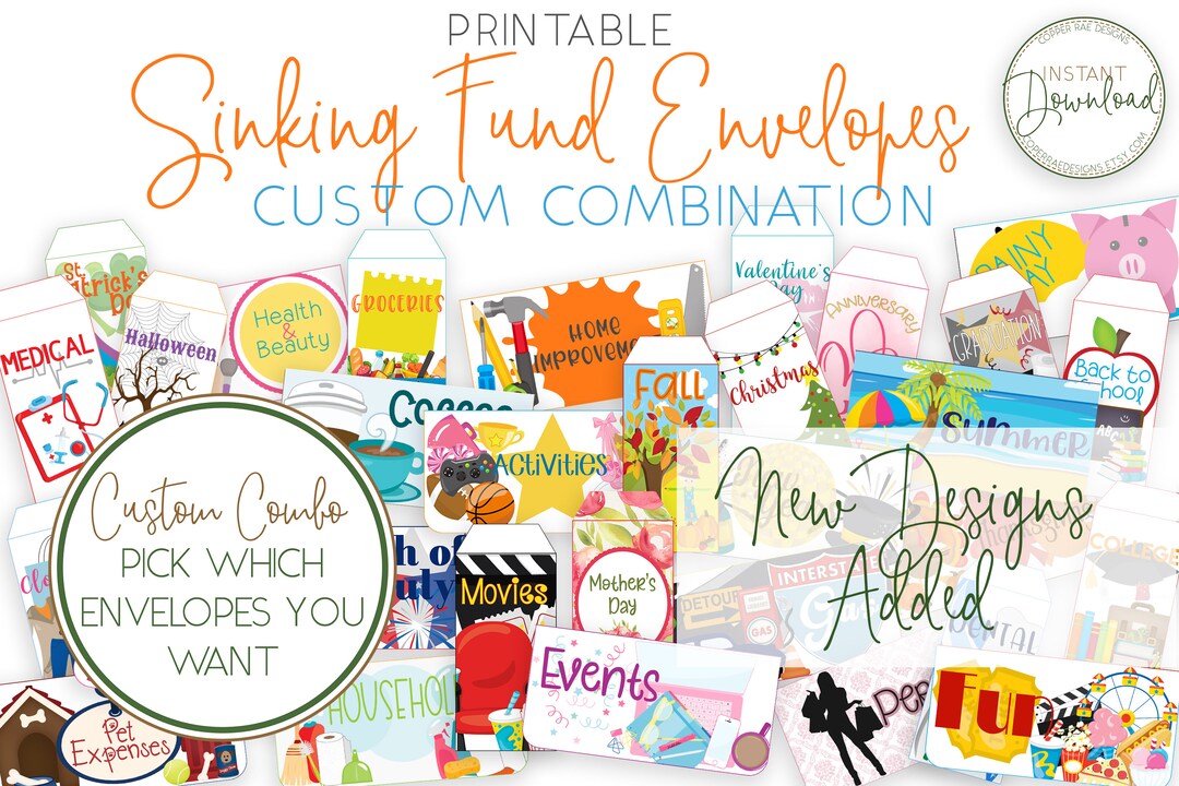 Printable Sinking Fund Envelopes, Cash Envelope System, Custom ...
