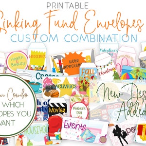 Printable  Sinking Fund Envelopes, Cash Envelope System, Custom Combination - DIGITAL DOWNLOAD