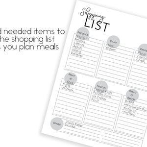 Printable Meal Planner and Shopping List - Etsy
