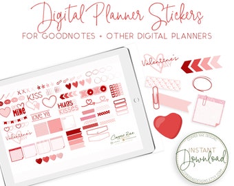 Goodnotes Stickers Kit, Digital Stickers, Goodnotes Planner, Valentines Planner Stickers