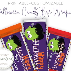 Emballage personnalisable de barre de chocolat d&#39;Halloween, emballage de barre de chocolat d&#39;enfants d&#39;Halloween, festins d&#39;Halloween d&#39;école