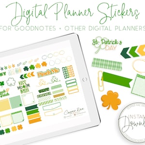 Goodnotes Stickers Kit, Digital Stickers, Goodnotes Planner, St. Patrick&#39;s Day Planner Stickers, March Planner Stickers