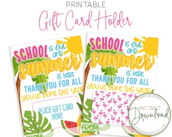 Die Schule ist aus und der Sommer ist hier Geschenkkartenhalter, Lehrer Wertschätzung Sommer Geschenk, PTA Wertschätzung, Mitarbeiter Wertschätzung