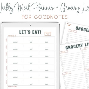 Goodnotes Meal Planner, Dinner Planner, Menu Planner, Goodnotes Template