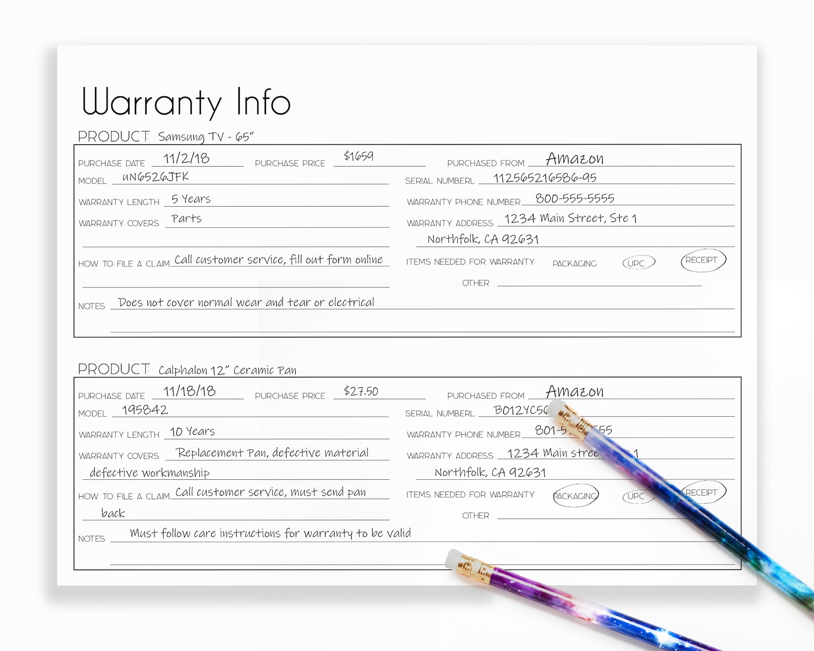 Printable Warranty Tracker Household Organizer Warranty Log Etsy