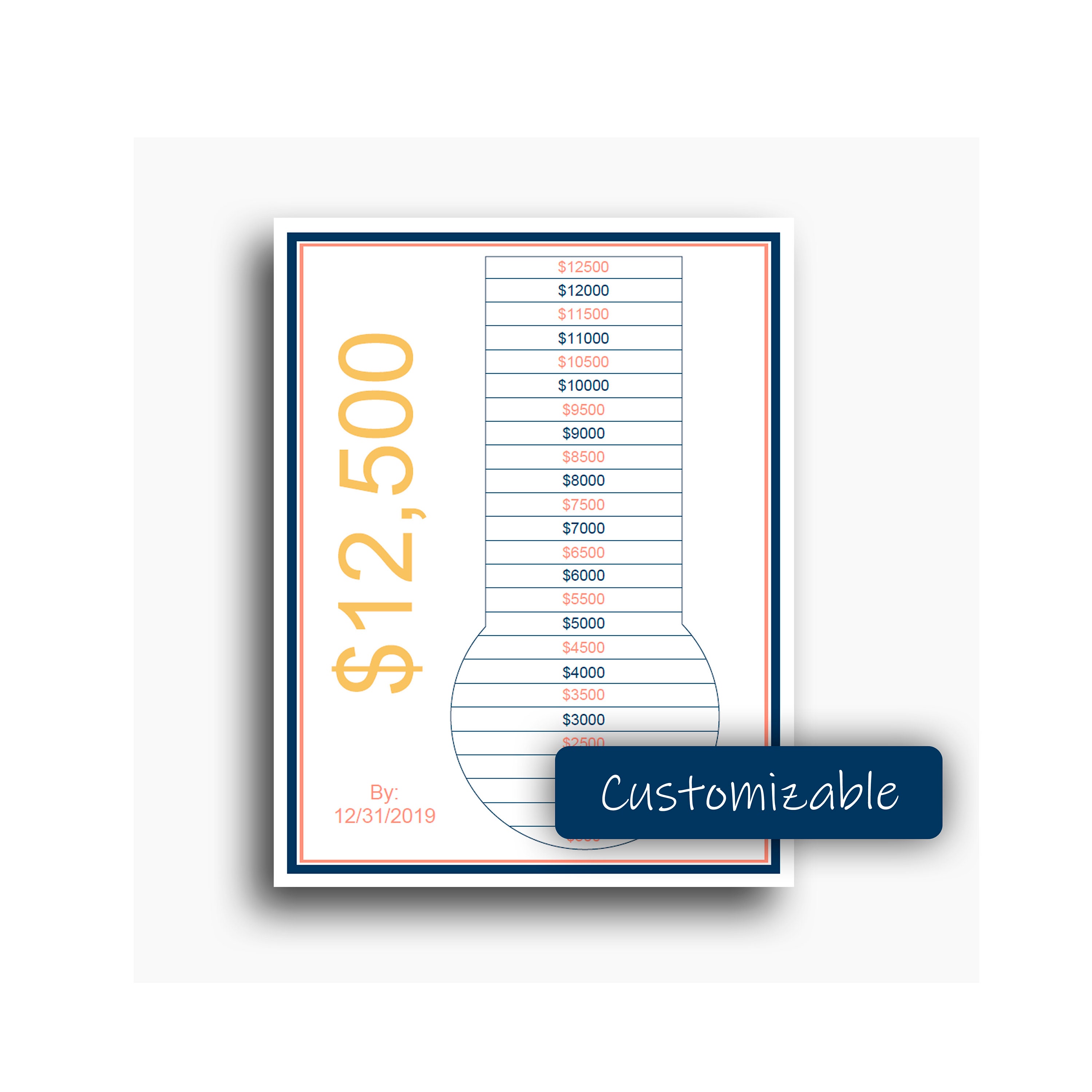 Printable Debt Payoff Thermometer Debt Tracker Goal Etsy