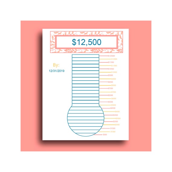 Customizable Thermometer Goal Chart