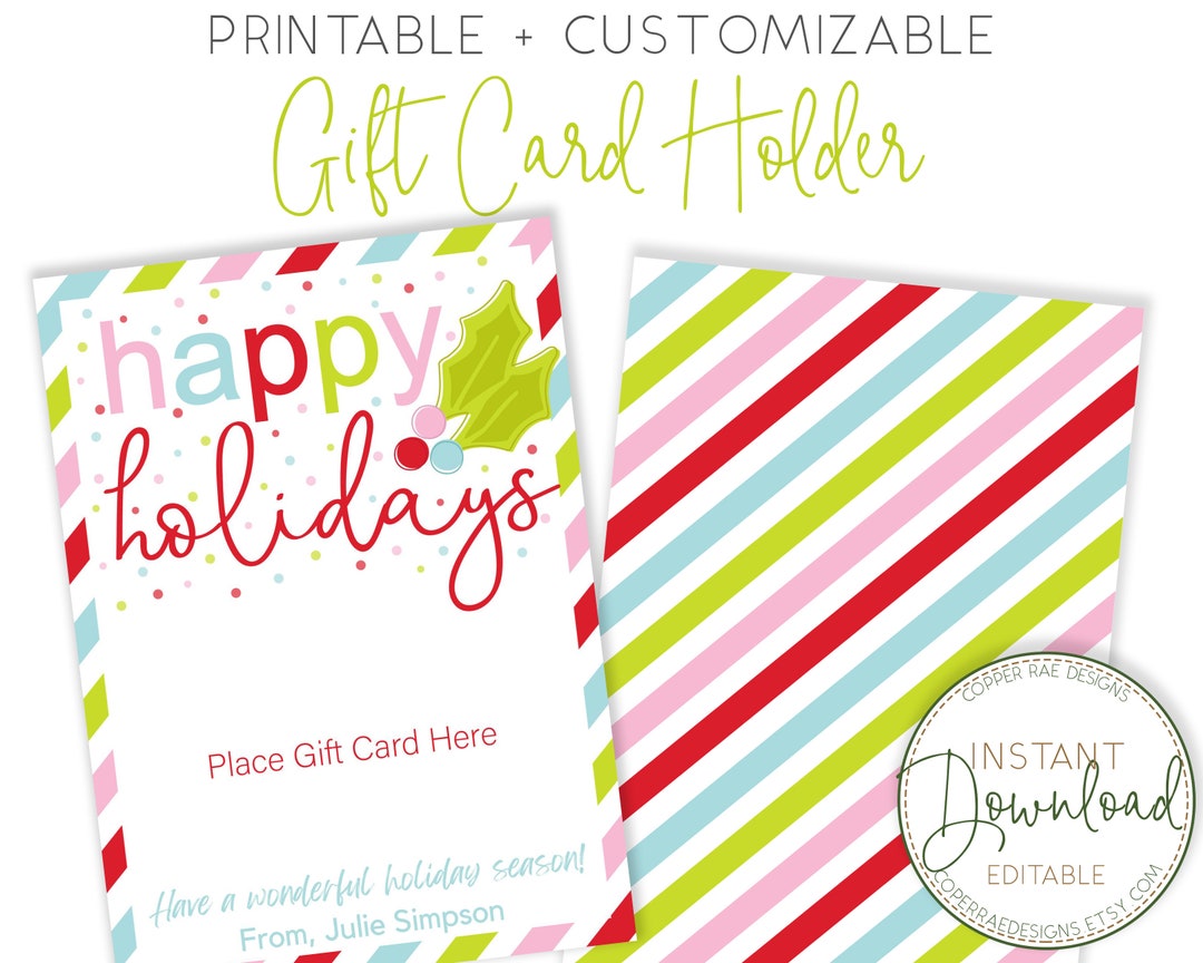 EDITABLE Christmas Gift Card Holder, Personalized Gift Card Holder
