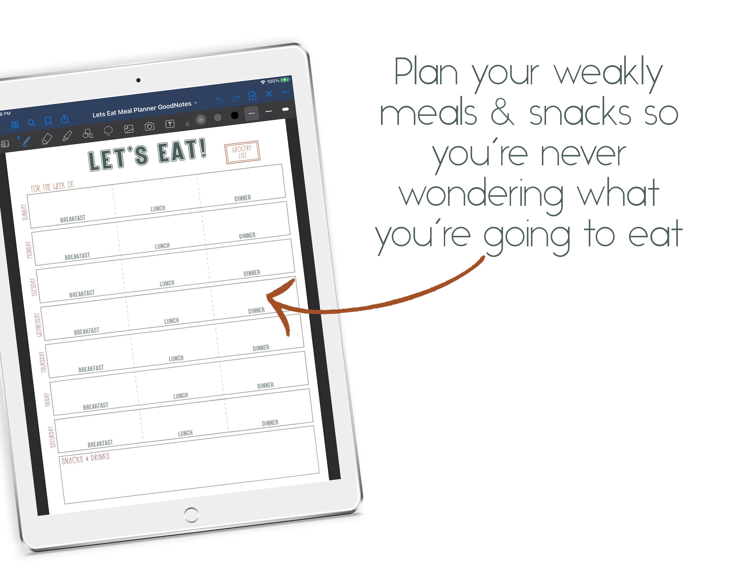 Goodnotes Meal Planner Dinner Planner Menu Planner Etsy