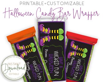 Envoltorio personalizable para barra de dulces de Halloween, envoltorio para barra de chocolate para niños de Halloween, golosinas escolares de Halloween