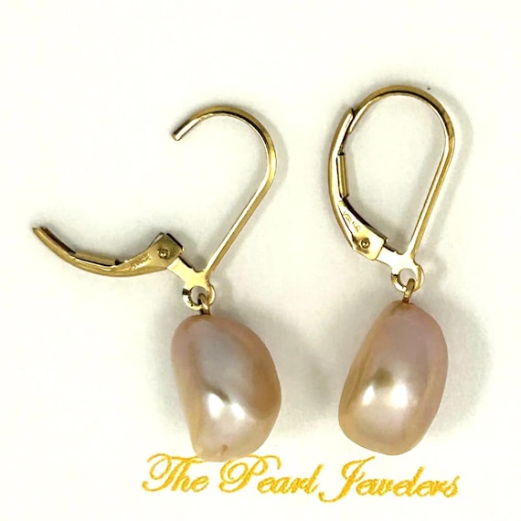 Boucles D'oreilles Dormeuses En Perles De Culture Baroques - Plaqué Or Jaune - Neuves