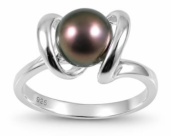 Classic .925 Sterling Silver Black-Peacock Pearl Ring