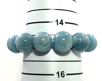 Rekbare armband met aquamarijnkralen van 15 mm