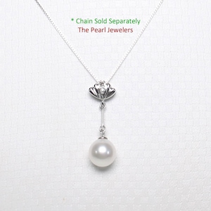 14k White Gold Shell Bail Pearl Pendant
