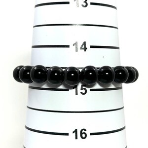 Bracciale elastico con pietra preziosa di ossidiana nera da 8 mm