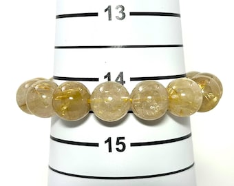 12mm Golden Rutilated Quartz Beads Stretch Bracelet