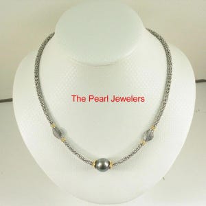 Unique Design Black Tahitian Pearl & Bali Beads Necklace