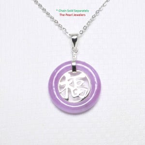 Sterling Silver Good Fortunes Lavender Jade Pendant