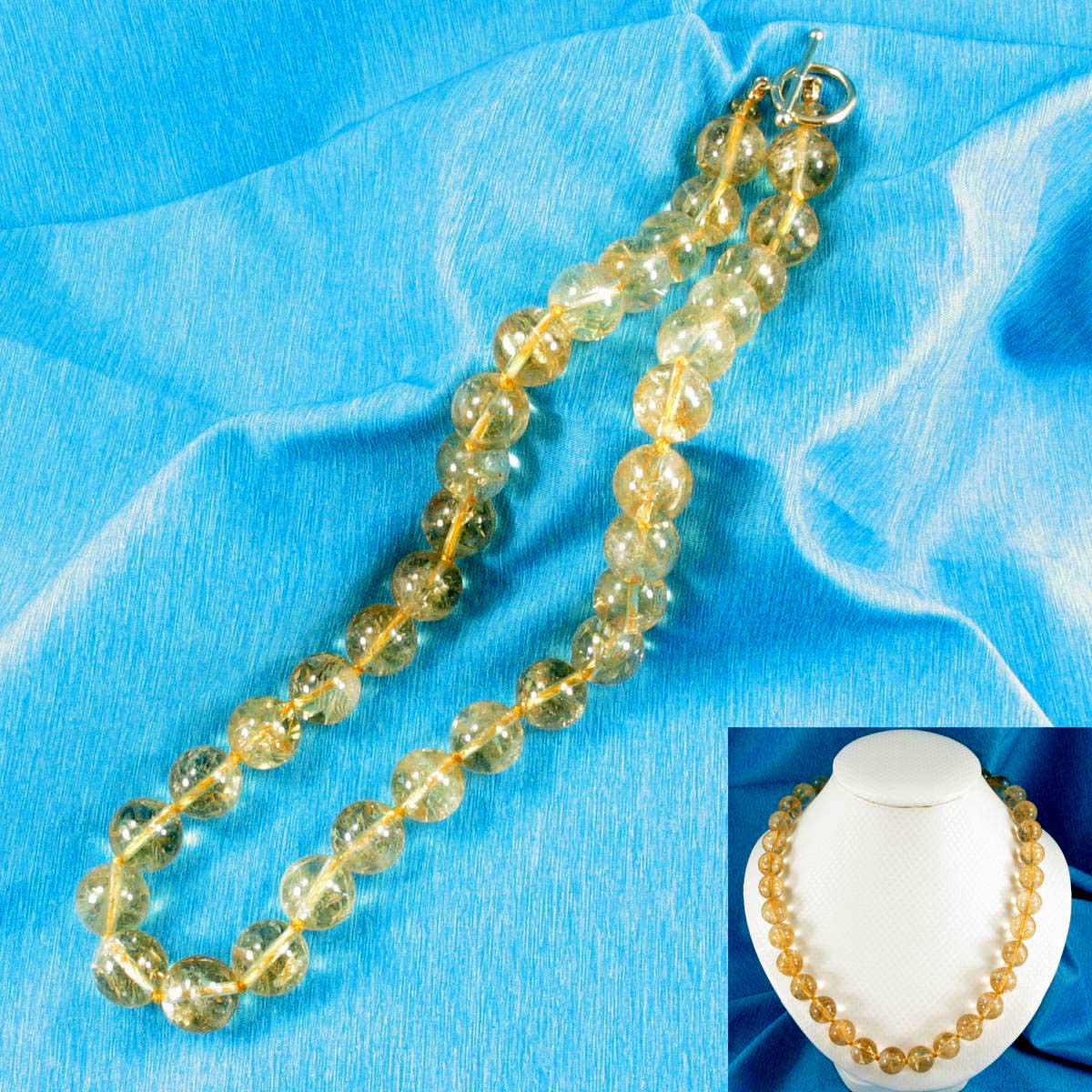 Collier Perles Citrine Facettées – Gemme Naturelle Dorée, 162 Carats, Longueur 45 Cm