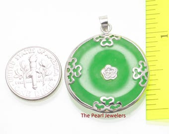 Colgante de mariposas de jade verde en plata de ley maciza 925