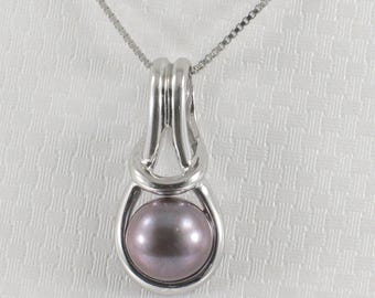 Sterling Silver 925 Black Pearl Love Knot Pendant