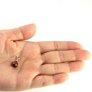 Chocolate Pearl Pendant - 14k White Gold + Diamond  Chain Options