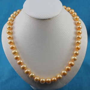 Golden Freshwater Cultured Pearl Hand-Knotted Necklace with Jumbo Spring Ring Clasp