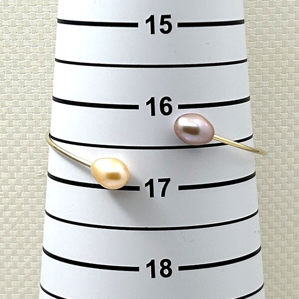 Peach & Pink Cultured Pearl Cuff Bracelets in 14k Gold-Fill Wire