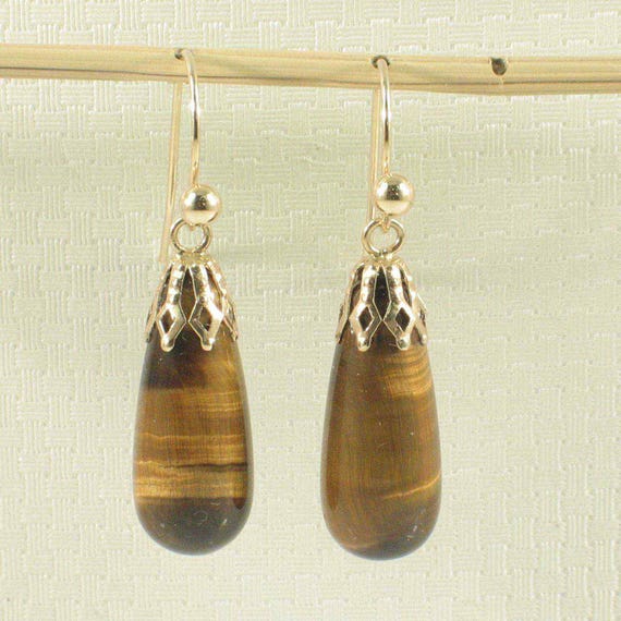 14kt Yellow Gold Fish Hook Gold Ball & Cups Brown Tiger-eye Dangle Earrings - Etsy Sweden 14kt Yellow Gold Fish Hook Gold Ball & Cups Brown Tiger-eye Dangle Earrings - Etsy Sweden
