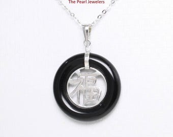 Sterling Silver Good Fortunes Black Onyx Pendant