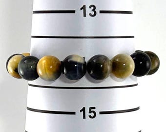 10mm Blue Tiger Eye Gemstone Stretch Bracelet