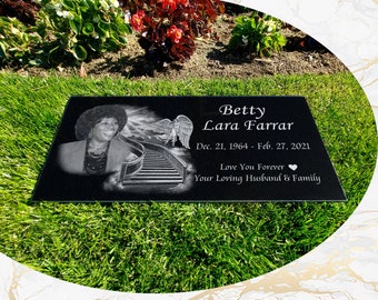 12x24x0.45 Human Headstone, Tombstone on the Grave Marker Granite, People, Diamond Engraved