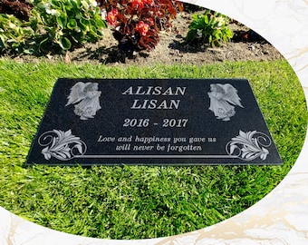 12x24x0.45 Human Headstone, Tombstone on the Grave Marker Granite, People, Diamond Engraved