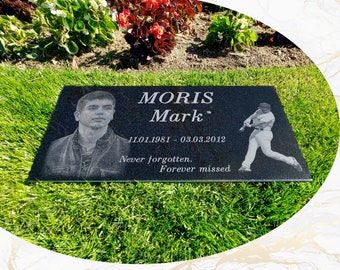 12x24x0.45 Human Headstone, Tombstone on the Grave Marker Granite, People, Diamond Engraved
